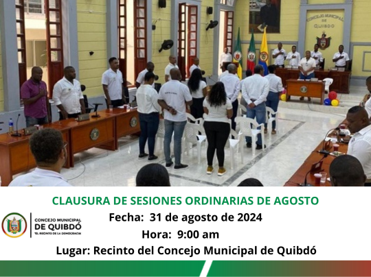 Clausura de Sesiones Ordinarias del Mes de Agosto